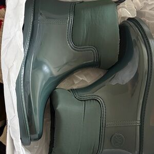 Michael Kors Glossy Teal Ankle Rain Boots